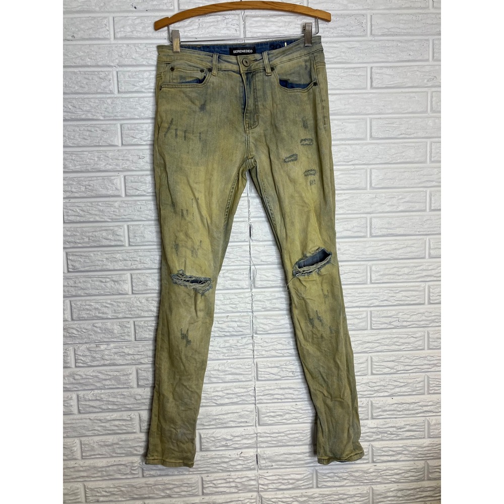 Serenede‎ fitted denim skinny jeans distressed destroyed men's size 30 punk